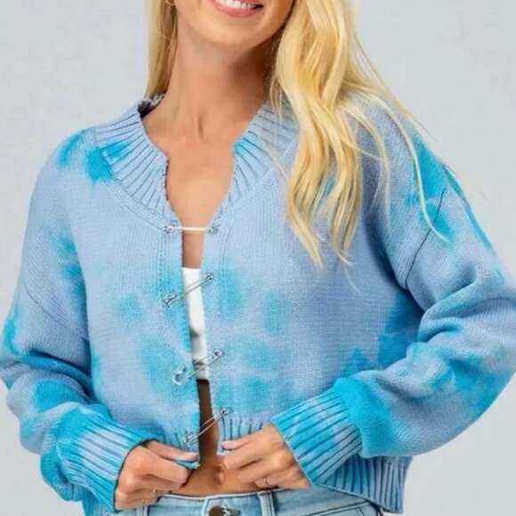 Love + Harmony Tie-Dye Knit Safety Pin Sweater - Picture 2 of 6